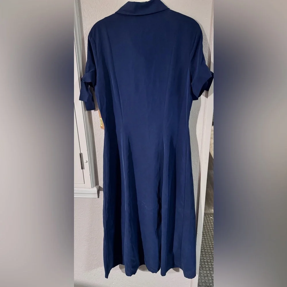 Daniel Cremieux Navy Blue A-Line Midi Dress - Picture 2 of 5